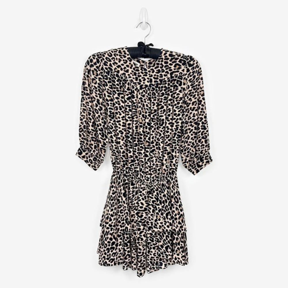 Zadig & Voltaire Rooka Leo Mini Dress Size XS Animal Print Tiered Edgy Glam